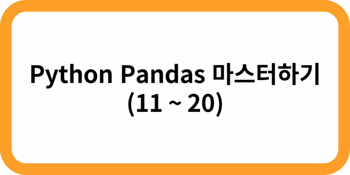 Python Pandas 마스터하기 11 ~ 20