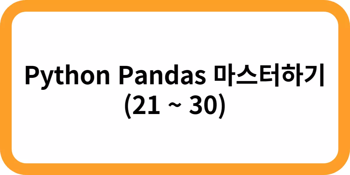 Python Pandas 마스터하기 21 ~ 30