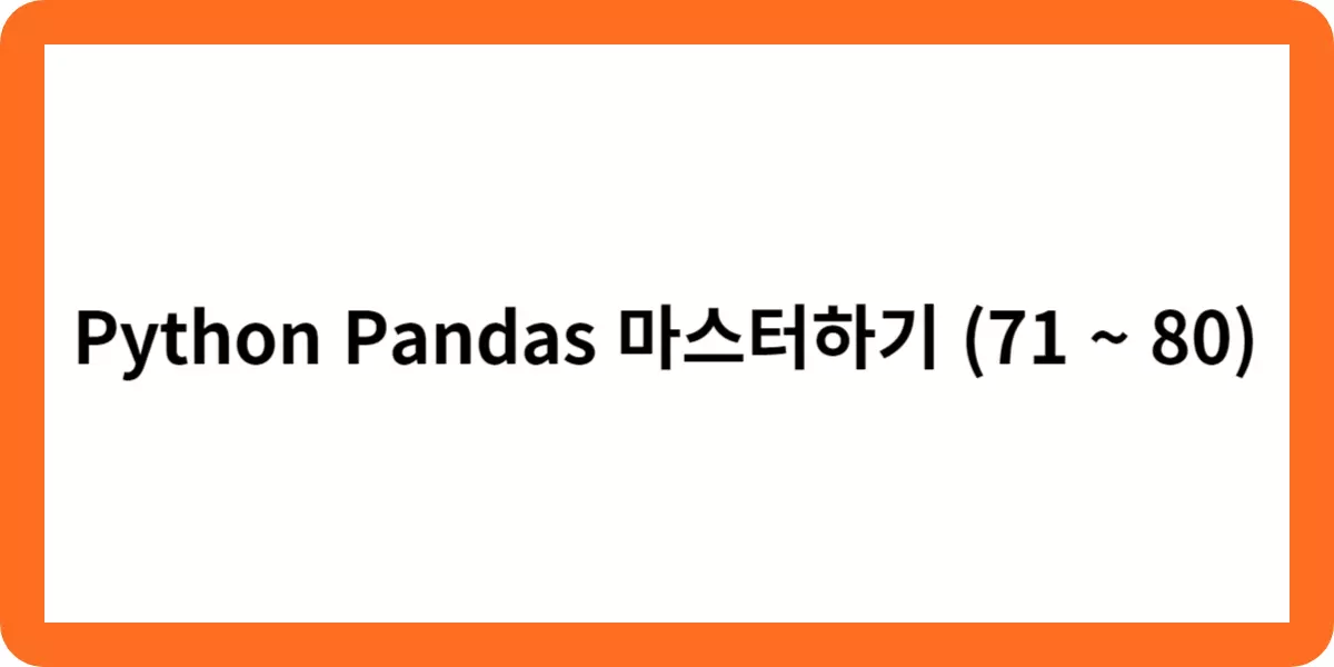 Python Pandas 마스터하기 71~80